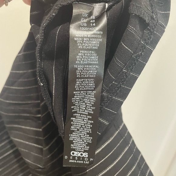 Asos Design Pinstripe Bengaline Bodycon Mini Dress With D-Ring Details Size 14 - Picture 10 of 11